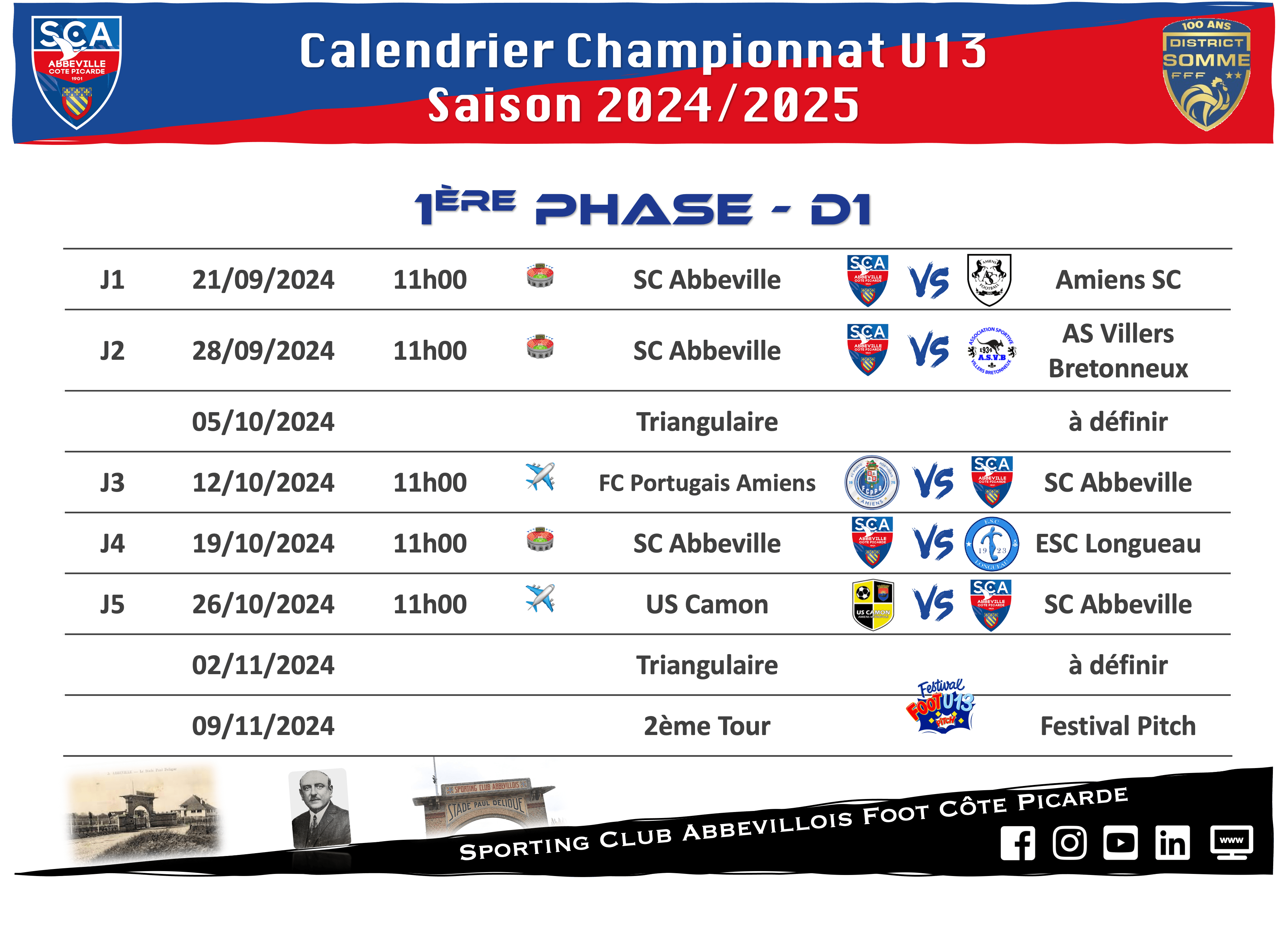 Calendrier/Groupe U13 D1 1ère Phrase – 2024/2025