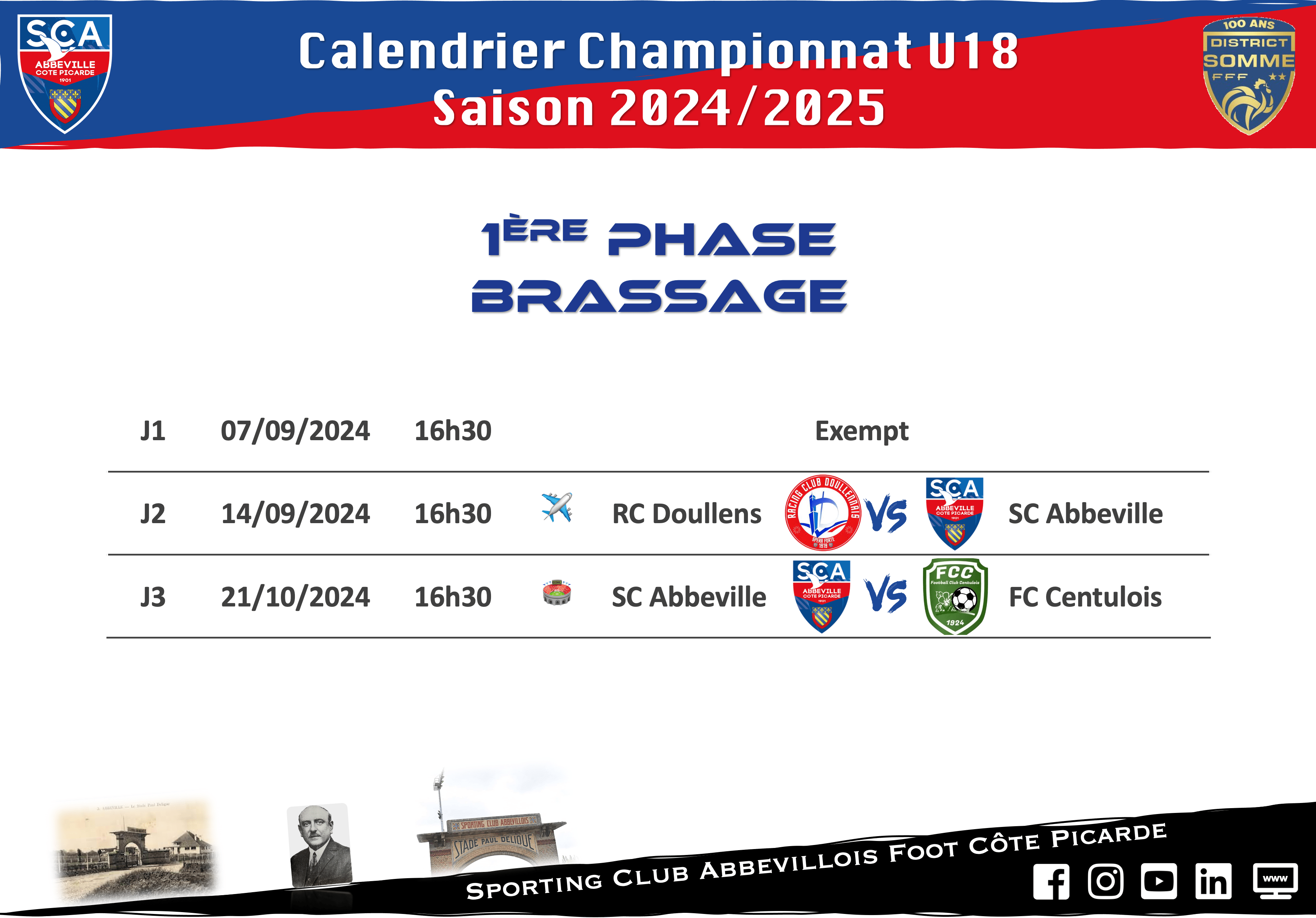 Calendrier/Groupe U18 District 1ère Phrase – 2024/2025