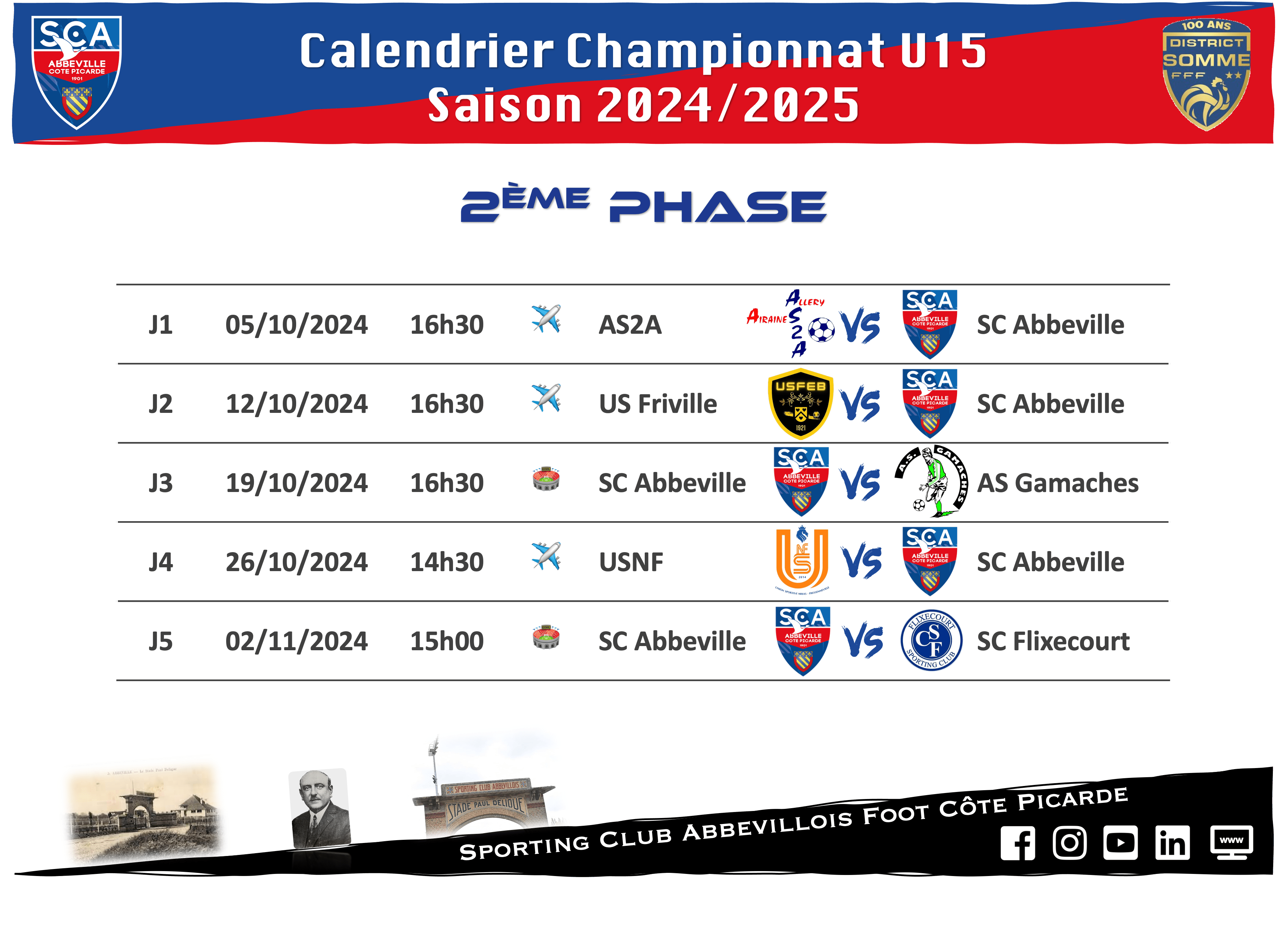 Calendrier/Groupe U15 2ème Phrase – 2024/2025