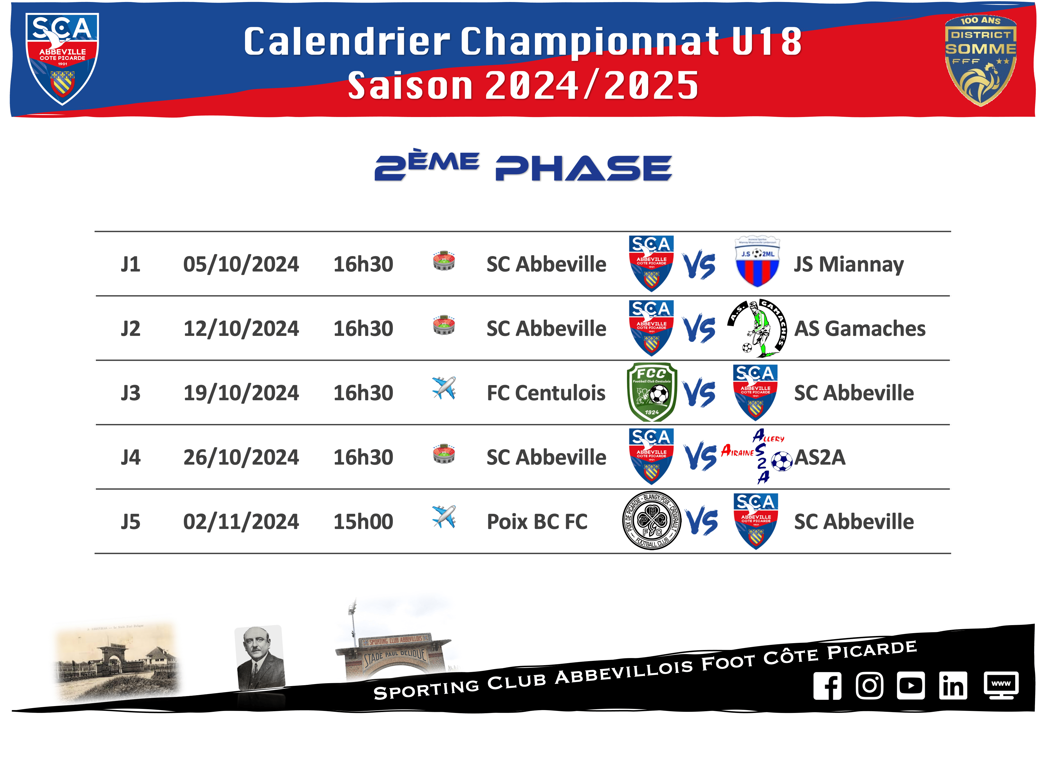 Calendrier/Groupe U18 District 2ème Phrase – 2024/2025