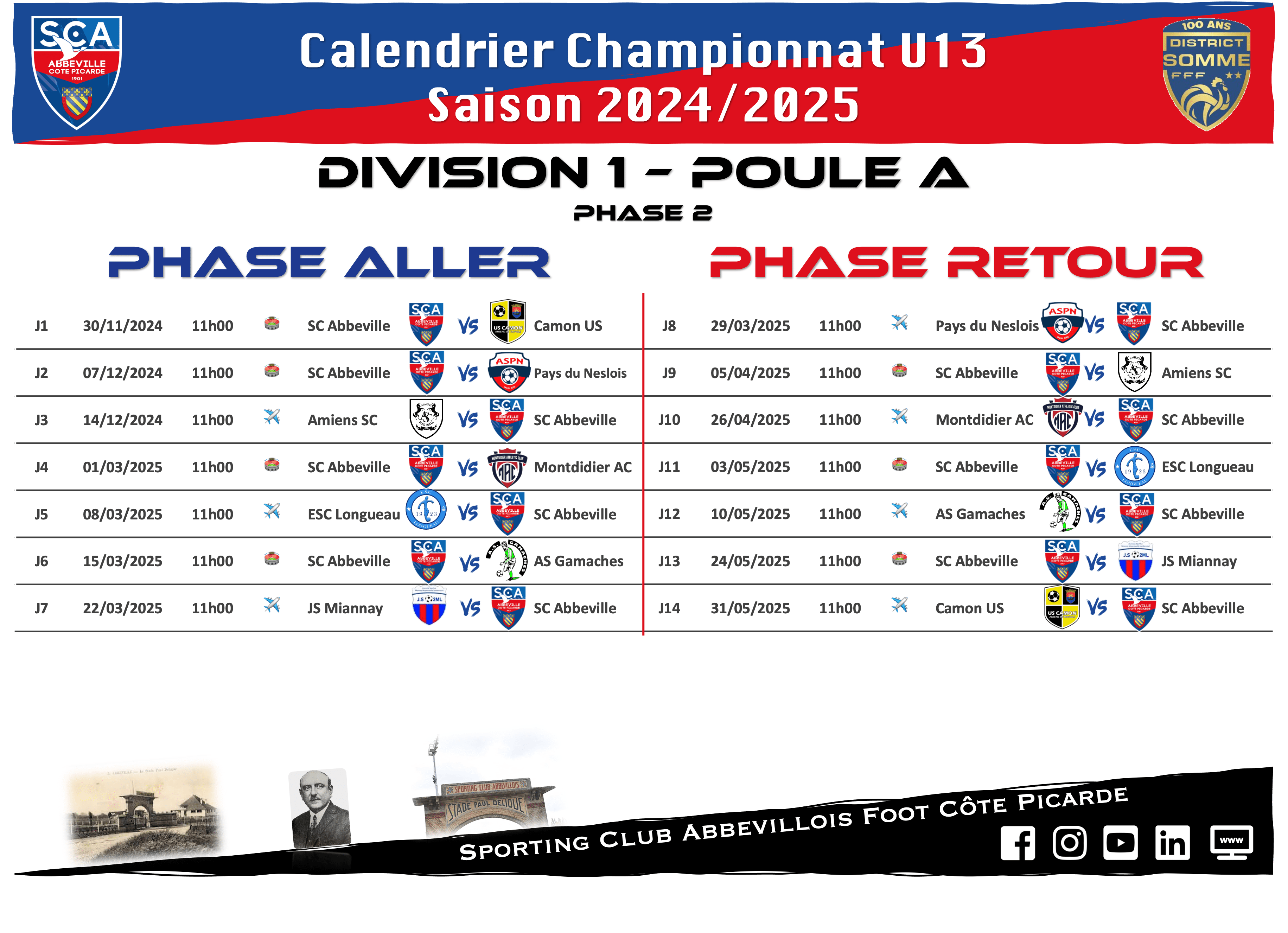 Calendrier/Groupe U13 D1 3ème Phrase – 2024/2025